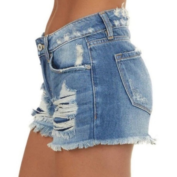 New KanCan Distressed Cutoff Denim Jean Shorts sz 11 / 29 - Picture 4 of 5